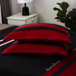 Gray red stripes bedding set Modern business fashion Good quality duvet cover quilt cover bed sheet pillow cases New pattern C0223