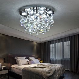 Led Master Bedroom Crystal Ceiling Lamp Round Living Room Simple Modern Atmosphere Warm Romantic Wedding