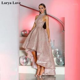 Party Dresses Elegant Prom Women Formal Night Evening Gowns 2021 Rose Gold Sexy Short Front Long Back Sleeveless Vestido De Gala1