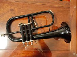 New Brand Bb Tune Flugelhorn Black Nickel Plated Bell Professional Musical Instruments with Case Mouthpiece