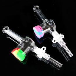 Glass Nectar Collector kit with 14mm male female Quartz Tips Keck Clip Silicone Container Reclaimer for Smoking