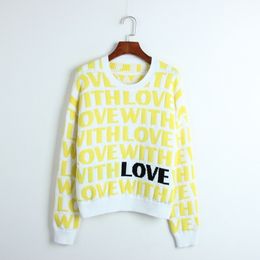 Thick Women Sweater Love Letters Pattern Jacquard Sweater Women Knitted Pullovers Long Sleeve Winter Cool Runway Sweaters Tops 201031