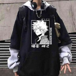 2021 Anime My Hero Academia Printed Hoodie Unisex Funny Bakugou Katsuki Long Sleeve Oversize Hip Hop Sweatshirt H1227