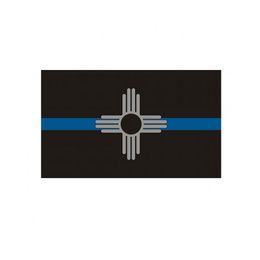 New Mexico State Flag Thin Blue Line Flag 3x5 FT Police Banner 90x150cm Festival Gift 100D Polyester Indoor Outdoor Printed Flag and Banners