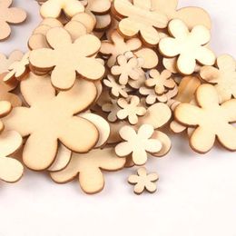Christmas Decorations 100pcs Natural Flower Wood DIY Crafts For Handmade Sewing Scrapbooking Home Decoration Wooden Ornament 15/20/25/35mm M