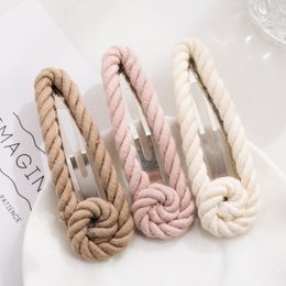 2020 New Nylon Wool Hairpin Women's Fashion Solid Cute Barrettes Candy Colours Hair Clips Headwear Knitted Hair Accessories