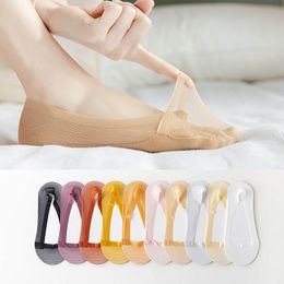 Socks & Hosiery Summr Thin Breathable Women No Show Silicone Non-slip Invisible Boat Transparent Mesh Lace Low Cut Sock Slippers