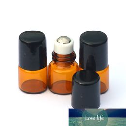 Fast Shipping 50pcs Mini Amber Perfume Sample Roller Glass Bottle 1ml Roll-on Refillable Essential Oil Bottle