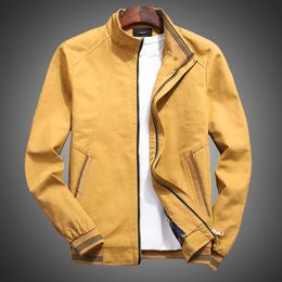 Mens Jacket Autumn Casual Stand Collar Coat Men Khaki Jacket Zipper Slim Cotton Coat Windbreaker Jackets Fashion Outwear Coats 201118