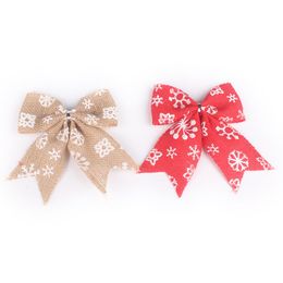 1Pc Simple Rustic Burlap Snowflake Bow Knot Bow Tie For Christmas Tree Decoration(Natural Color) Primary