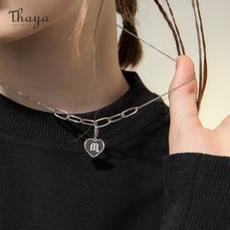 Thaya New Aquarius S925 Sterling Silver Fashion Star Sign Pendenti con gemme e perle per le donne Collana fai da te Dodici costellazioni regalo Q0531
