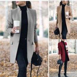 Winter Coats and Jackets Women 2020 Plus Size Long Wool Coat Warm Korean Elegant Vintage Coat Female Cloak Cape Khaki Jacket LJ200825