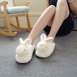Suihyung Women Fur Slippers Autumn Winter Warm Furry Indoor Shoes Funny Bunny Home Slip On Ladies Plush Slides Animal Slippers Y200106