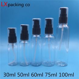 50 pcs/lot Free Shipping 30 60 100 ml Transparent Plastic Pump Emulsion Bottles Empty Cosmetic Container Shampoo Bank