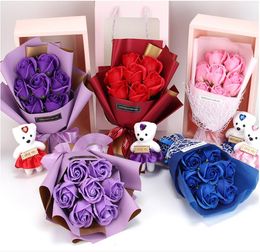 New arrive Christmas gift Soap rose bouquet for Valentine's Day one set a rose Bouquet and a gift box with a handbag