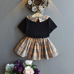 Plaid Girls Clothing Sets Summer Kids Clothes Sets Tops + Skirt Baby Children Clothing