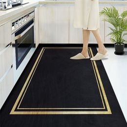 Anti-Slip Kitchen Carpet Black White Marble Sea wave Printed Entrance Doormat Floor Mats Carpets for Living Room Bathroom Mat 220301