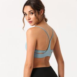Sport Wear Sexy Women Yoga Bra Backless Solid Workout Gym Bra Deep V High Impact Beauty Back Fitness Clothes