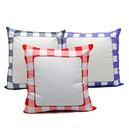 Plaid Border Blank Sublimation Pillow Case Thermal Transfer Print Pillowcases DIY Plain Sofa Cushion Throw Pillow Cover Pillowslips F102004