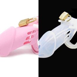 NXY Cockrings Soft Silicone Male Chastity Device Penis Belt Lock Cock Bird Cage with Five Rings Standard Cb6000 1214