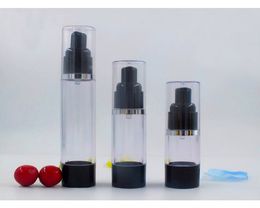30ML clear black plastic airless bottle silver line lotion/emulsion/serum/liquid foundation/whitening essence cosmetic packing