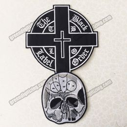 -Pas cher Christian Black Label Skull brodé de fer de Patch Retour Gilet Réglage Appliqué Iron Patch Vêtements Badge Livraison gratuite j5Z7 #