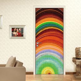 Self-adhesive door stickers abstract rainbow 3D creative bedroom window renovation customization