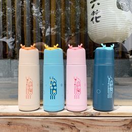 8oz Christmas Elk Kids Bottles Girls Waterproof Skidproof Double Wall Insulated Thermos Stainless Steel Drinking Water Bottle