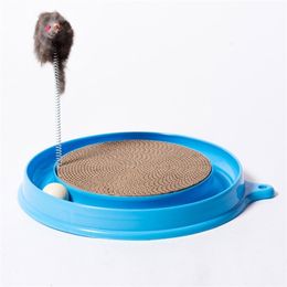 Fun Kitten Turbo Scratcher Cat Scratching Pad Board Toy with Mouse Ball Trainer Play Supplies Cat Toy 34x40x4.5cm Safe Non-toxic 201217