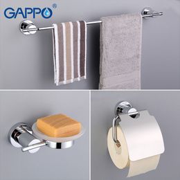 Gappo Bathroom Accessories Towel Bar Paper Holder Double Toothbrush Holder Bath towel back Towel ring Bathroom Sets LJ201204