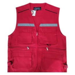 Others Apparel Workwear vest male emergency rescue firefighter multi-pocket communication reflective safety vest custom printed logo