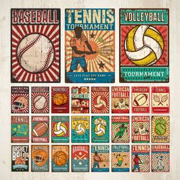 2021 Sports Ball Vintage Metal Poster Plaque Retro Tin Sign Wall Decor Man Cave Gym Living Room Home Decorative Souvenir Vintage