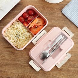 Ecofriendly Bento Box 1000ml Student Office Outdoor Travel Adult Children Lunch Box Microwave Heated Food Container Meal Prep 201029