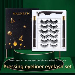 Upgrade Self Adhesive False Eyelashes Thick Natural Long None Magnetic Glue-free Fake Lashes With Double Eyeliner +Tweezer Easy to Wear DHL