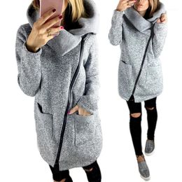 Wholesale- Women Autumn Winter Clothes Warm Fleece Jacket Slant Zipper Collared Coat Lady Clothing Female Jacket1