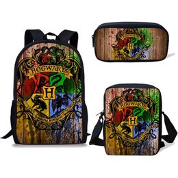 NOISYDESIGNS Children School Bags For Teenage Boys Kids 3PCS/SET Magic School Printing Satchel Backpack Mochila Escolar Mujer LJ201225