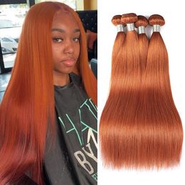 -IShow Neue Ankunft Brasilianische Jungfrau Haarwebart Erweiterungen 8-28inch Für Frauen # 350 Seidige Gerade Orange Ingwer Farbe Remy Human Hair Bündel Peruaner