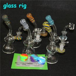 Beaker Bong Water Pipes Smoking Accessories Blue Glass Hookahs Oil Rigs Dab Bongs Recycler With 14mm banger ash catcher