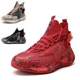 Hotsale Non-Brand men sport shoes black red white Grey blue Splash ink mens trainers fashion sports sneaker 40-47