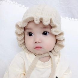 New Autumn Winter Infant Baby Kids Knitted Hat Ruffles Caps Beanies Girls Child Babyies Cap Warm Hats