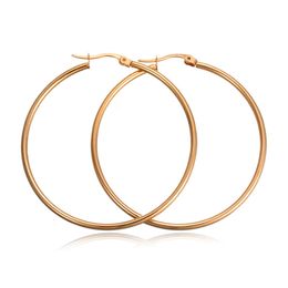 High Polished Stainless Steel Round-Tube Click-Top Hoop Earrings round circle hoop earrings for Woman Men Big Clip On Hoop Earrings