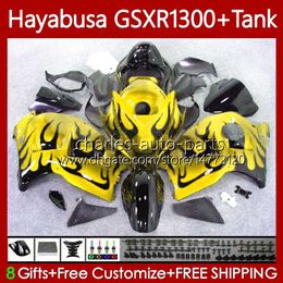 Bodys For SUZUKI GSX-R1300 Hayabusa GSXR-1300 GSXR 1300 CC 96-07 74No.208 1300CC GSXR1300 96 1996 1997 1998 1999 2000 2001 Yellow flames GSX R1300 02 03 04 05 06 07 Fairing