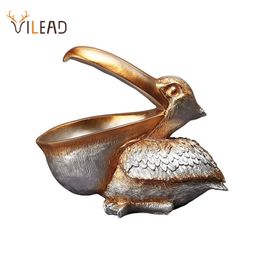 VILEAD 22cm Resin Pelican Statue Key Candy Container for Home Decoration Accessories Storage Table Desk Decor Living Room C0125