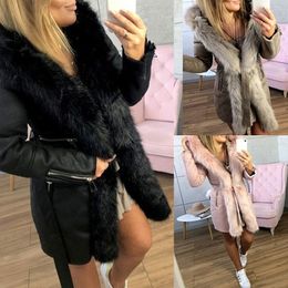 Plus Size Women's Winter Jackets With Belt Mid-long Plush Collar Fur Coats Ladies Hoody Solid Parkas Soft Jacket Outerwear 201126