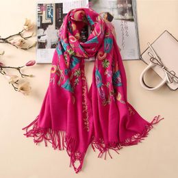 Luxury-Women Scarf Vintage Summer Cotton Embroidery Shawls And Wraps Lady Floral Bandana Female Hijab Winter Scarves