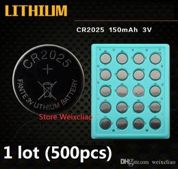 button cell 2025 UK - 500pcs 1 lot batteries CR2025 3V lithium li ion button cell battery CR 2025 3 Volt li-ion coin tray package