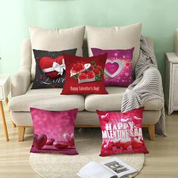 Valentine's Day Gifts Red Heart Love Rose Pillow Cases Polyester Cushion Cover Throw Sofa Pillowcase Wedding Decorations