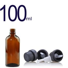 100ml 3.4Oz Amber Glass Vial Essential Oil Bottles with Orifice Reducer and Black Cap for Cosmetic Essential Oils Chemicals Colognes Perfume