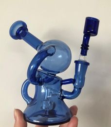 Hot Man circulation of Glass Bongs Thick Recycler Hookah Water Pipes 14mm Joint Bent Smoking Pipe Dark Green Oil Rigs