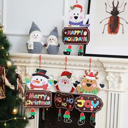 Christmas decorations paper welcome door window decoration pendant hanging Santa Claus Snowman Christmas Pendant 4 style T3I51395